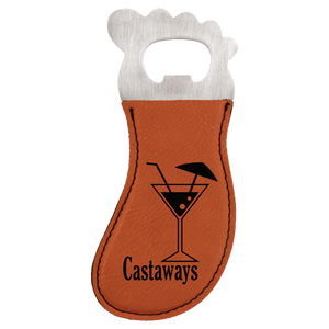 Rawhide Laserable Leatherette Foot Shaped Bottle Opener with Magnet