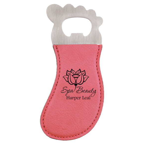 Pink Laserable Leatherette Foot Shaped Bottle Opener with Magnet
