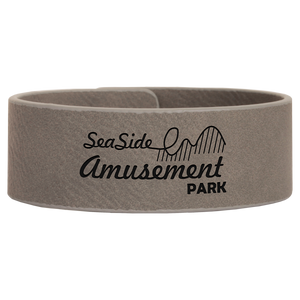 9 1/2" x 1" Gray Laserable Leatherette Cuff Bracelet