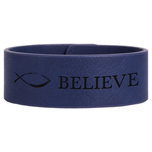 9 1/2" x 1" Blue Laserable Leatherette Cuff Bracelet
