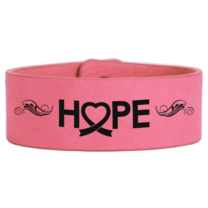 9 1/2" x 1" Pink Laserable Leatherette Cuff Bracelet