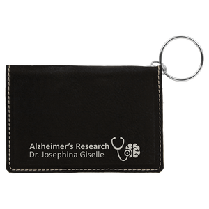 4 1/4" x 3" Black/Silver Laserable Leatherette Keychain ID Holder
