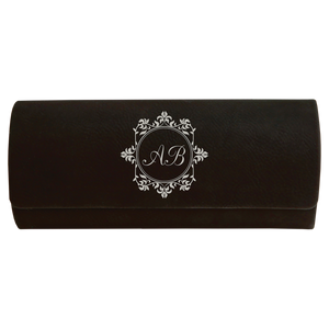 6 1/2" x 2 1/2" Black/Silver Laserable Leatherette Eyeglass Case