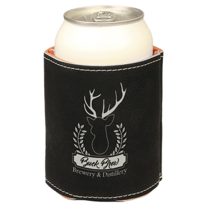 3 3/4" Black/Silver Laserable Leatherette Beverage Holder