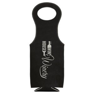Black/Silver Laserable Leatherette Wine Bag