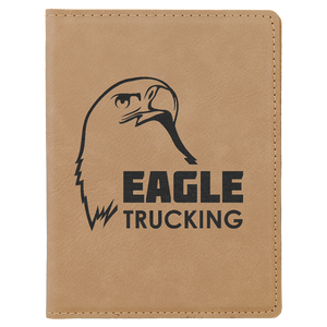 4 1/4" x 5 1/2" Light Brown Laserable Leatherette Passport Holder
