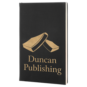 5 1/4" x 8 1/4" Black/Gold Laserable Leatherette Journal