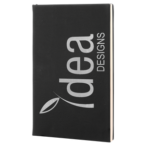5 1/4" x 8 1/4" Black/Silver Laserable Leatherette Journal