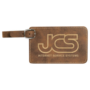 4 1/4" x 2 3/4" Rustic/Gold Laserable Leatherette Luggage Tag