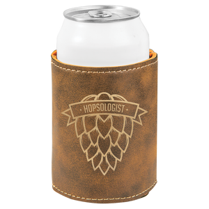 3 3/4" Rustic/Gold Laserable Leatherette Beverage Holder