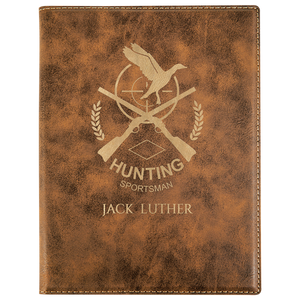 7" x 9" Rustic/Gold Laserable Leatherette Small Portfolio with Notepad