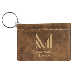 4 1/4" x 3" Rustic/Gold Laserable Leatherette Keychain ID Holder