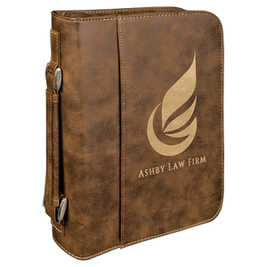 7 1/2" x 10 3/4" Rustic/Gold Leatherette Book/Bible Cover with Handle & Zipper