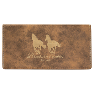 6 3/4" x 3 1/2" Rustic/Gold Laserable Leatherette Checkbook Cover