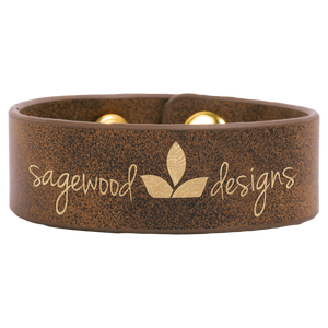 9 1/2" x 1" Rustic/Gold Laserable Leatherette Cuff Bracelet