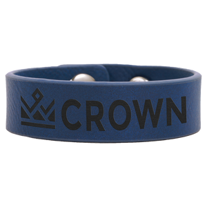 8 1/2" x 3/4" Blue Laserable Leatherette Youth Cuff Bracelet