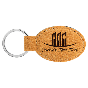3" x 1 3/4" Cork Oval Keychain