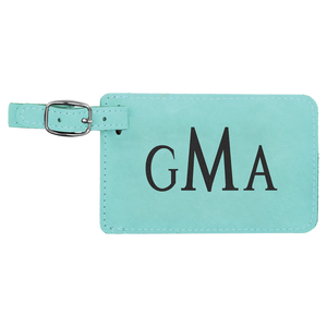 4 1/4" x 2 3/4" Teal Laserable Leatherette Luggage Tag