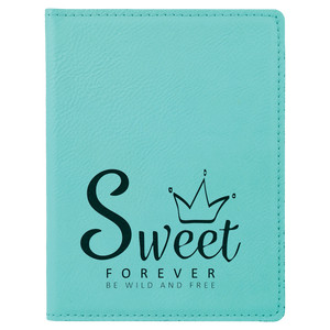 4 1/4" x 5 1/2" Teal Laserable Leatherette Passport Holder