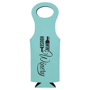 Teal Laserable Leatherette Wine Bag