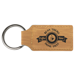 2 3/4" x 1 1/4" Bamboo Laserable Leatherette Rectangle Keychain
