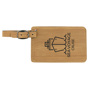 4 1/4" x 2 3/4" Bamboo Laserable Leatherette Luggage Tag