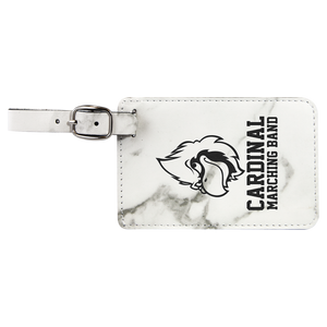 4 1/4" x 2 3/4" White Marble Laserable Leatherette Luggage Tag