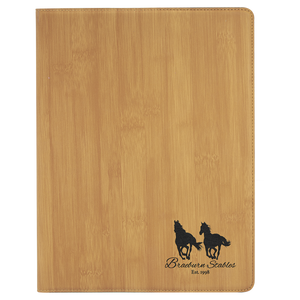 9 1/2" x 12" Bamboo Laserable Leatherette Portfolio with Notepad