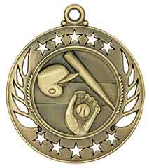 2 1/4" Antique Gold Baseball/Softball Galaxy Medal