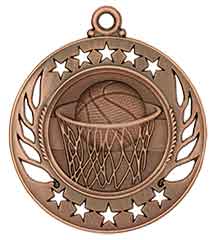 2 1/4" Antique Bronze Basketball Galaxy Medal