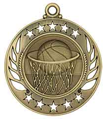 2 1/4" Antique Gold Basketball Galaxy Medal