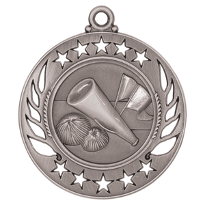 2 1/4" Antique Silver Cheer Galaxy Medal