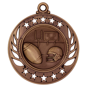 2 1/4" Antique Bronze Football Galaxy Medal