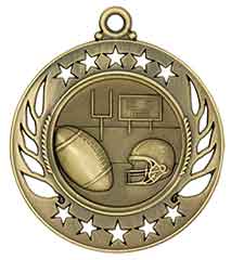 2 1/4" Antique Gold Football Galaxy Medal