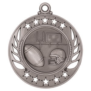 2 1/4" Antique Silver Football Galaxy Medal
