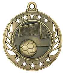 2 1/4" Antique Gold Soccer Galaxy Medal