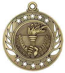2 1/4" Antique Gold Torch Galaxy Medal