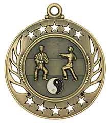 2 1/4" Antique Gold Martial Arts Galaxy Medal