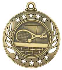 2 1/4" Antique Gold Tennis Galaxy Medal