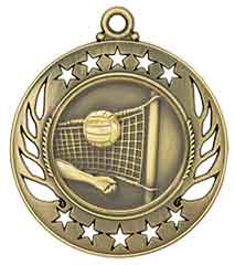 2 1/4" Antique Gold Volleyball Galaxy Medal