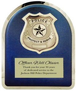 10 1/2" x 13" Police Hero Plaque with Chrome Badge