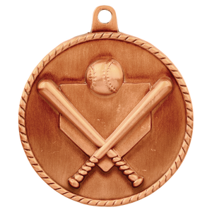 2" Antique Bronze Baseball/Softball High Relief Medal