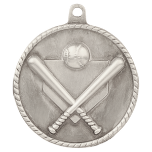 2" Antique Silver Baseball/Softball High Relief Medal