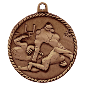 2" Antique Bronze Football High Relief Medal