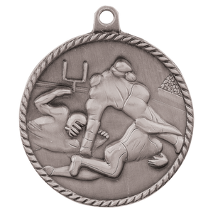 2" Antique Silver Football High Relief Medal