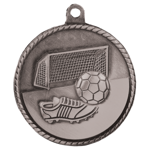 2" Antique Silver Soccer High Relief Medal