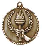 2" Antique Gold Torch High Relief Medal