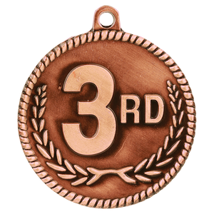 2" Antique Bronze 3rd Place High Relief Medal