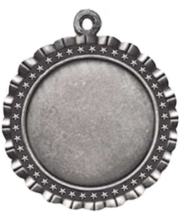2 5/8" Antique Silver Star 2" Insert Holder Medal