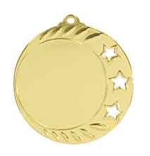 2 3/4" Bright Gold 3-Star 2" Insert Holder Medal